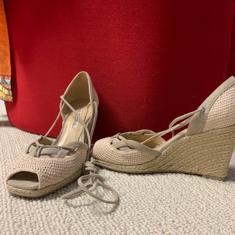 Via Spiga lace up wedge heel sandals